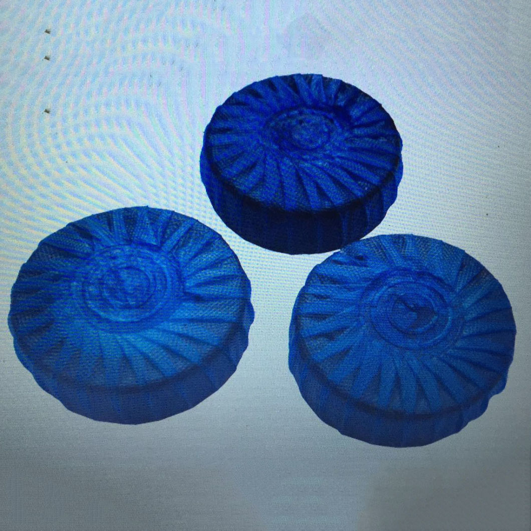 Máquina de embalaje de plisado de burbuja azul manual / máquina de embalaje de bloque de limpiador de inodoro azul