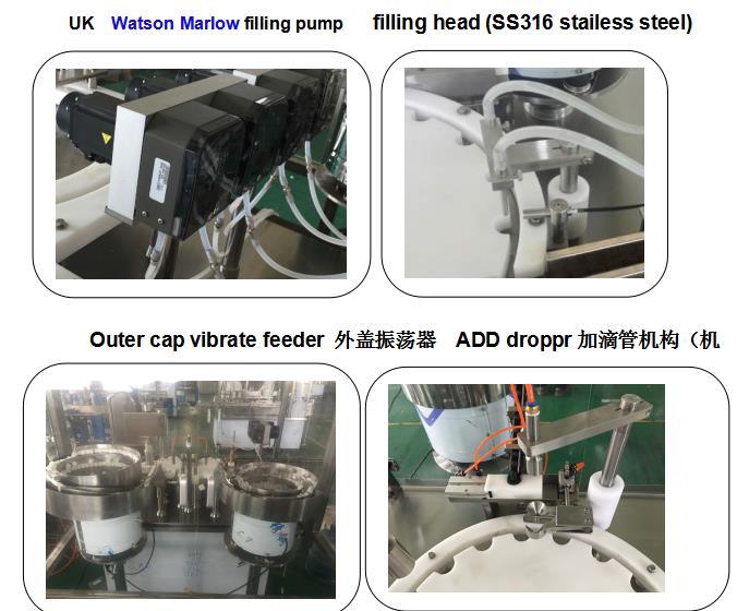 Máquina de llenado y sellado de aceite esencial líquido / Máquina tapadora de llenado de botellas de vidrio ámbar