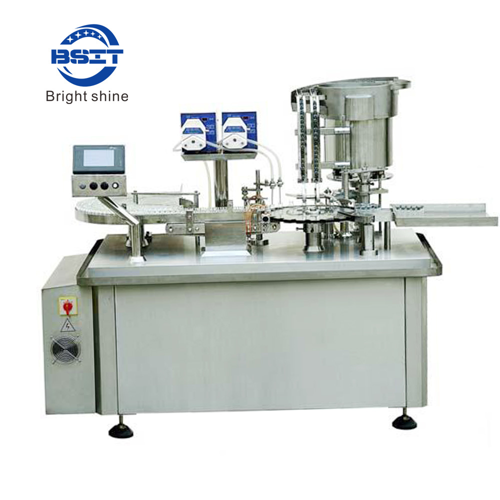 Infusión de vidrio automático Vial Llenado de botellas Engarzadora Taponadora
