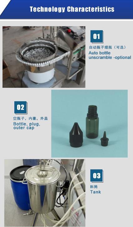 Máquina automática de llenado de cartuchos de Vape de botella de PET de 10 ml de alta calidad con certificado CE