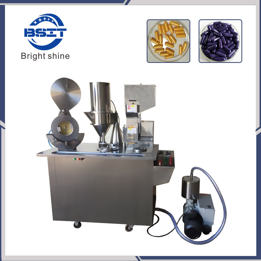 Máquina de llenado de cápsulas farmacéuticas de grano en polvo semiautomática (Btn-208d)